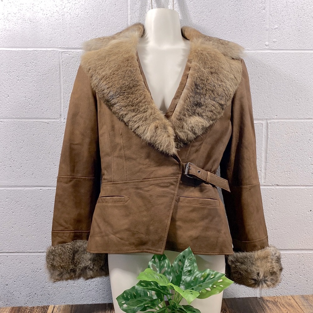 NWT Danier genuine, leather and rabbit, fur thermolite extreme coat